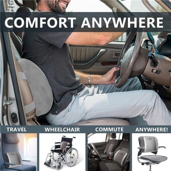 Lumbar Support Back Pillow Office Chair and Car Seat Cushion - Memory Foam - Picture 6 of 6